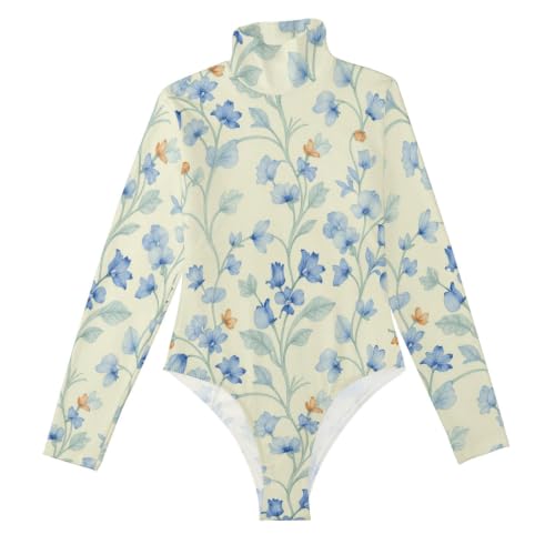 Lindas camisetas para salir tipo body floral azul con control de abdomen