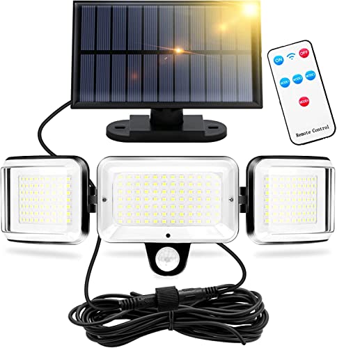 Farolas Solares Exterior - Con Control Remoto Luz Solar Exterior con Sensor de Movimiento 224 LEDs, 1600 Lúmenes, 4 Modos Farola Solar Exterior IP65 Impermeable para Jardín/Cochera/Terraza Cover