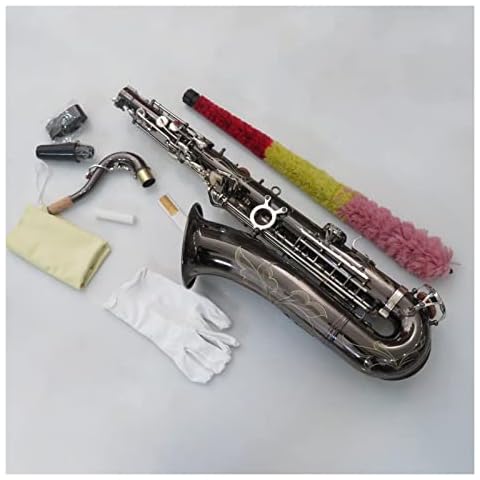 KERREY Saxophone Yellow Brass C Melody Saxophone with Case Black Nickel Sax Student Saxophone Beginner Cover