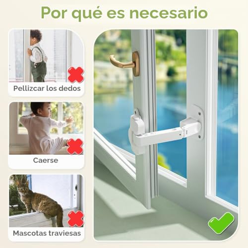 Miniatura 2 de Safelon 2 Piezas Actualizado Limitador De Ventana De Seguridad Para Niños, Ventana Gap Tamaño Bebé Seguridad Ventana Restrictiva, Cerradura De Seguridad De Ventana Blanco