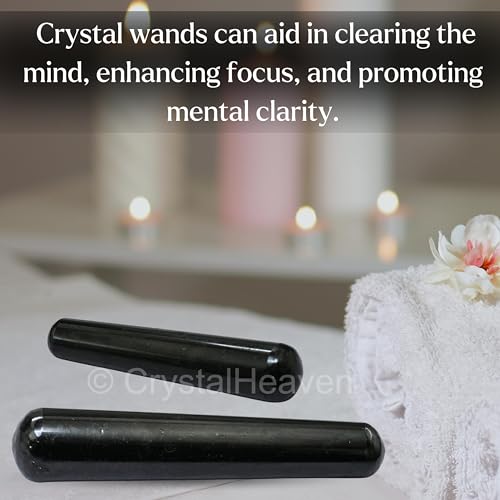 Image of Black Tourmaline Crystal Wand - Smooth Crystal Wand for Energy Healing, Chakra Balancing, Meditation and Home Decor - Crystals and Healing Stones for Gift