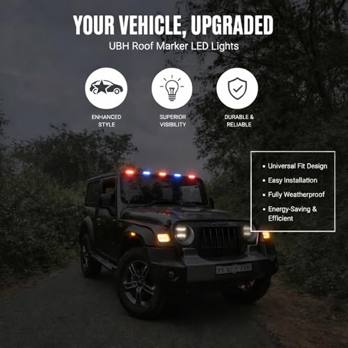 Image of UBH Roof Marker LED Lights For Cars, Trucks, Or Suv 4 X 4 Thar (UFO) (UFO Light (red and blue))