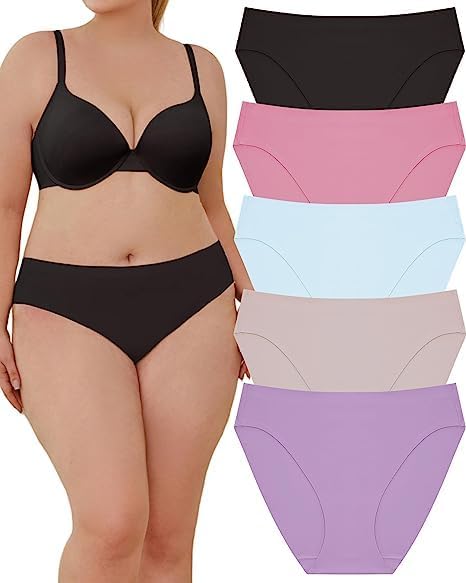 LOURYN KOULYN® Seamless Underwear for Women Mid Waist Seamless Full Coverage Hipster No Show Panties Womens Cheeky Pack of 2 (Multicolour) S to 3XL-picture-17