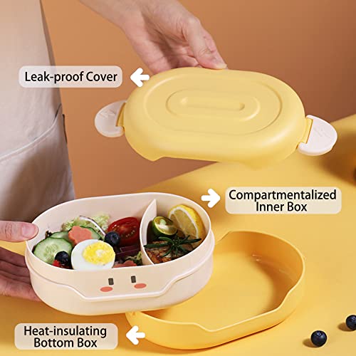 Dibaliyi Bento Lunch Boxes, Lunch Containers Leak Proof, Cute Bento Snack Box, Food Storage Reusable For Office Travel Work Camping Picnic Meal Prep(Yellow) #TOP1