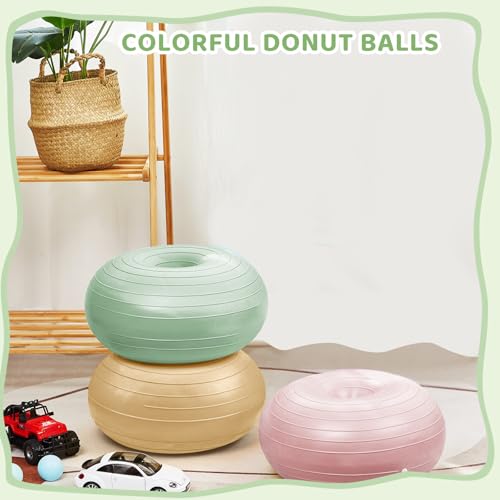 Image of Lewtemi 1 /2 /3 Pcs Flexible Seating for Classroom Elementary 20 Inch Yoga Ball Chair for Kids Wobble Chair for Sensory Kids Large Donut Ball Seats with Inflator for School Office