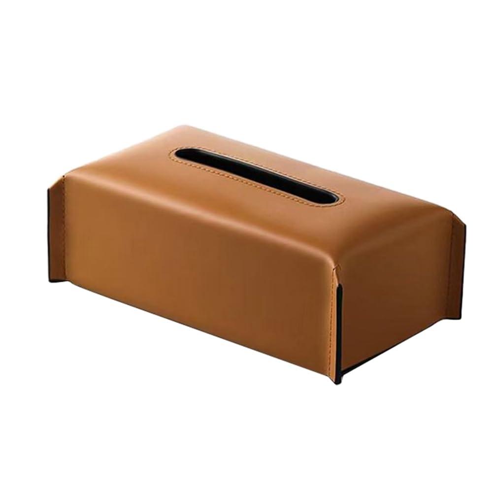 CTRLZS Tissue Box Leather Napkin Case Luxury Paper Cover Living Room Tissue Paper Holder Desktop Home Tabletop Decoration Brown