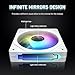 DARKROCK F120 3in1 120mm Infinite Mirror Design Case Fans with 24 LED Lights PWM Control & ARGB Effect, Hydraulic HDB Bearing for Low-Noise Operation - Suitable for Most PC Cooling Systems - White