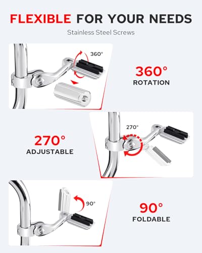 Image of Benlari Motorcycle Adjustable Highway Footpegs Style 2 Chrome Long Angled Fit for Harley Touring Street Glide Softail Dyna Sportster fits 1 inch(25mm) 1-1 /4 inch(32mm) Engine Guard