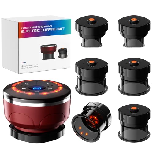 UBALANCE Smart Cupping Therapy Set - Cellulite Massager with 6 Massage Cups, Portable Electric Device for Enhanced Blood Circulation, Reduced Cellulite, and Muscle Soreness Relief(Red)