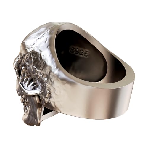 Men's 925 Sterling Silver Red Skull Biker Punk Ring ZSJ344 (US Size 7-16)4