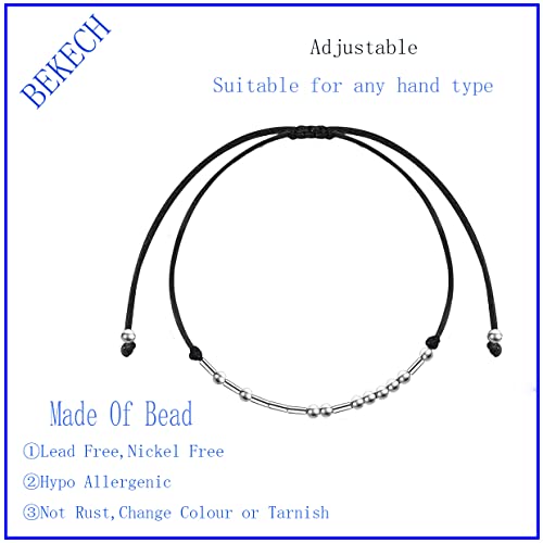 BEKECH Cousin Morse Code Bracelet Crew Best Friend Long Distance Friendship Jewelry for Family3