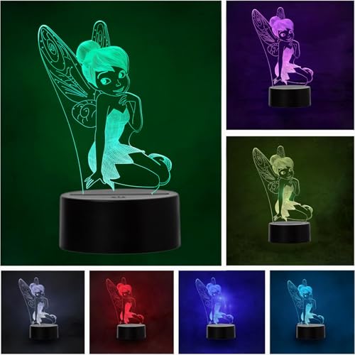 Wolobox Tinkerbell Lampe LED pour enfant avec clochette changeant de couleur USB Lumière nocturne...