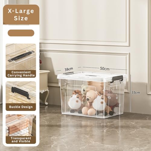 Image of HoopVool Multipurpose Plastic Storage Container Box - Sturdy and Versatile Home Organizer, Available in Multiple Size. (HEAVY TRANSPARENT, HEAVY TRANS X.LARGE- 20X15X13 INCH, PACK OF - 1)