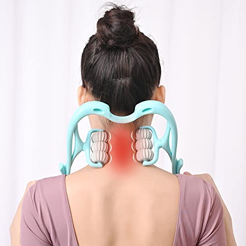 Echozone Manual Neck Massager,Handheld Shoulder Massager For Pain Relief Multifunctional Ball Roller Massager With 6 Balls Point For Neck,Shoulder,Back,Legs And Waist Massage(Blue) #TOP4