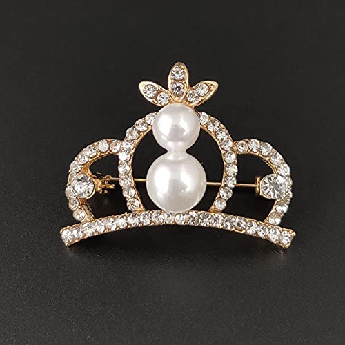 Image of Crystal Rhinestone Princess Queen Brooch Pin Tiara Crown Brooches for Women Tiara for Wedding Party /Banquet /Birthday