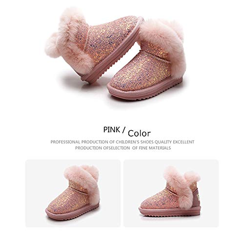 Dayiss Girls Fur Hiking Sequins Snow Boots Sparkly Waterproof Booties Princess Warm Winter Shoes for Girls2