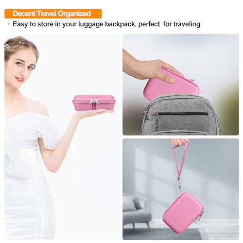 Image of Elonbo Carrying Case for Make It Real Snap N' Glam Hair Styling Set, Girls Hair Styling Tool Storage Bag, Butterfly Gem Travel Organizer, Pocket fits Reusable Bead Clips, Gems Accents, Dark Pink
