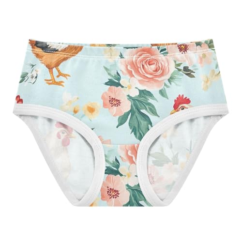 Underwear for Girls, Chickens Toddler Briefs, Cotton Underwear Girls, 2T–8 Years