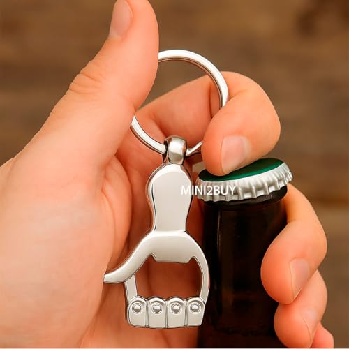 Image of Stainless Steel Bottle Opener Keychain Key Ring Multifunctional Ideal for a Special Occasion Metal Key Chain Metal Key Ring Gift for Beer Lovers (Non-Customized)