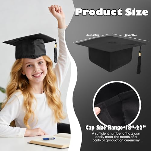 Flojudo 30 Pcs Child Size Preschool Grad Caps Bulk Kindergarten Graduation Cap Grad Hats (Black) - 1