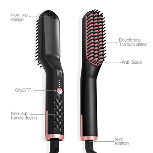 3 en 1 Alisador de Barba Calentamiento Rápido Eléctrico Rizador Multifuncional para Hombre y Mujer Peinador de Pelo miniatura 4