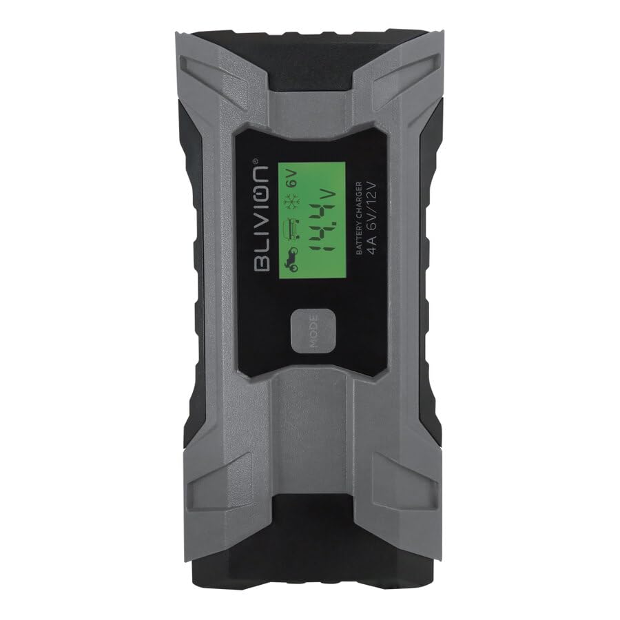 BLIVION Carica Batteria per Auto 6V/2A 12V 2A/4A | Caricabatterie Intelligente 7 Stadi | Tutte le Batterie Piombo Acido, Display LCD, IP65
