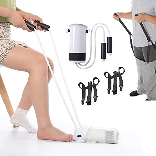 Sock Aide Device and Pants Helper for Elderly, Disabled,Pregnant, Diabetics-Fanwer Easy On Stocking Slider with Foam Grip 33 inch Cord Puller