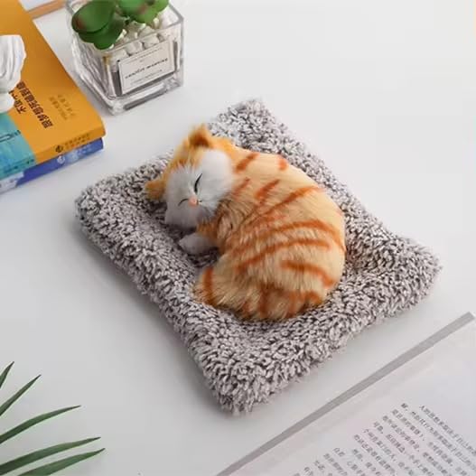 SUPER TOY Cute Sleeping Cat Plush Toy with Meow Sound, Gift for Kids Car Dashboard Accessories 3