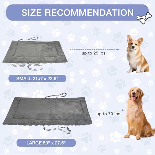 Pawsse Wasserdicht Hundedecke für Unterwegs 80 x 60cm, Outdoor Hundematte Waschbar Hundekissen zum Mitnehmen, Faltbare Hundebett für Reise Auto Camping, Streifen