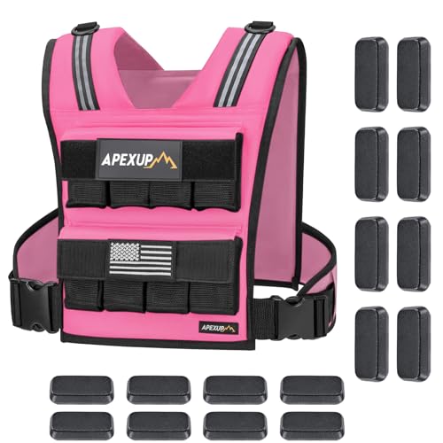 Image of APEXUP Adjustable Weighted Vest Men 20lbs /30lbs /40lbs Weights with Reflective Stripe, Weight Vest Woman Workout Vest for Strength Training Running Walking