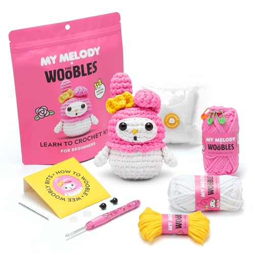 The Woobles Hello Kitty Crochet Kit - Beginners Wooble Crochet Animal Kit Crafts with Easy Peasy Yarn as seen on Shark Tank - with Step-by-Step Video Tutorials (My Melody)