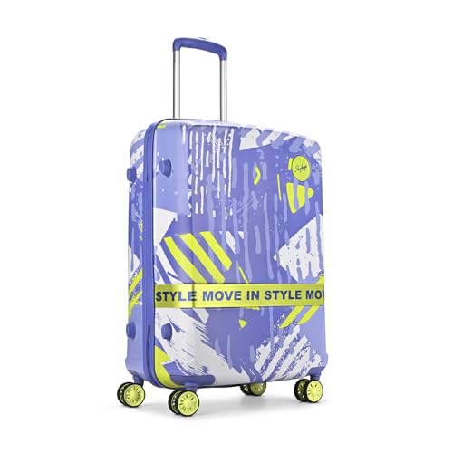 Image of Skybags Wanderlust Check-in Trolley Bag 68cm | Medium | Hard Luggage | Printed 8-Wheel Suitcase | TSA Lock with Anti-Theft Zipper | Polycarbonate | 3 Years International Warranty - Unisex (Blue-Lime)