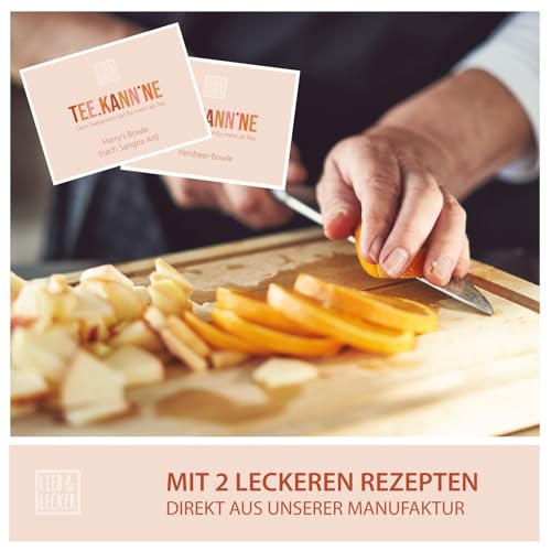 lieb&lecker - Teekanne mit Stövchen + Bowleset + Siebeinsatz - 1500ml Bowlegefäß aus Borosilikatglas, Inkl. Edelstahlkelle, 4x Pikser, Insektenschutz, 2x Rezepte - auch Cocktails + Punschgefäß