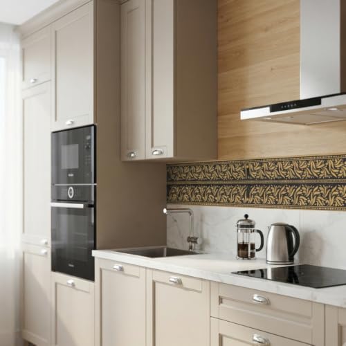 Image of Decorative Peel and Stick Wall Border Sticker 4 Inch x 4 Feet | Waterproof Self Adhesive PVC Wallpaper Border | Floral, Vintage & Traditional Designs | Wall Trim for Home Decor, VWB8