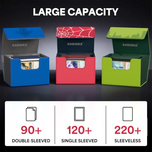 Image of Kabinka MTG Deck Box with Embossed Design, Fits 120+ Sleeved Cards, Blue | Premium Leather TCG Deck Box with Magnetic Closure, Card Storage Box for MTG, TCG, PTCG, Sports Cards