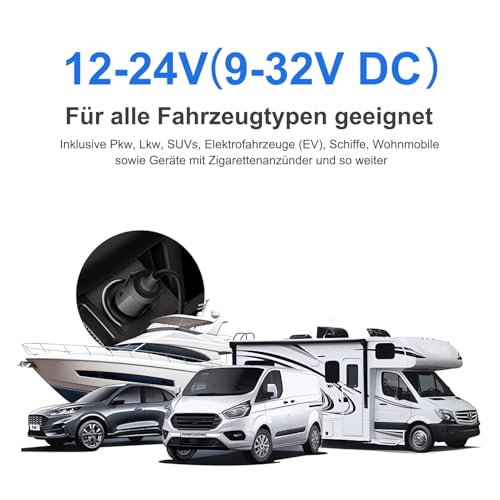 HKY 65W 40W USB C 12V-24V Fahrzeug Netzteil für TREKURE ‎DE-Beta07 Beta04, YaberAuto Starthilfe Powerbank YA90 YA60 Auto Starthilfe, TOPDON JS3000 UTRAI JS-10 UIBI X7 X3 Akku Battery Jump Starter KFZ
