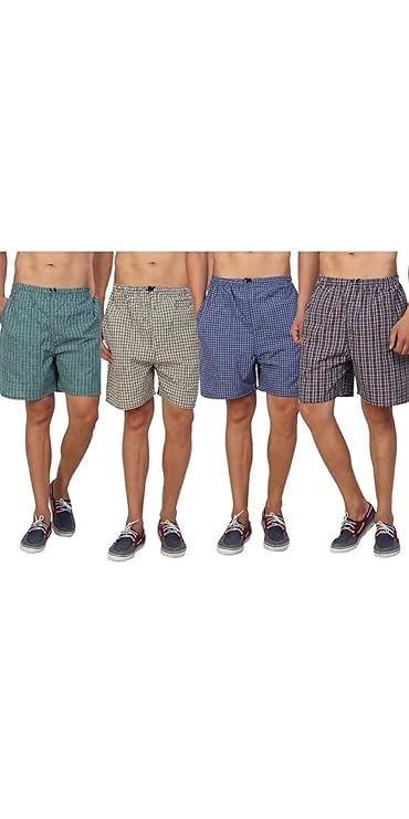 Men’s Regular Fit 100% Cotton Casual Lounge Shorts | Dual Pocket Sleep Shorts Pack of 4-picture-49