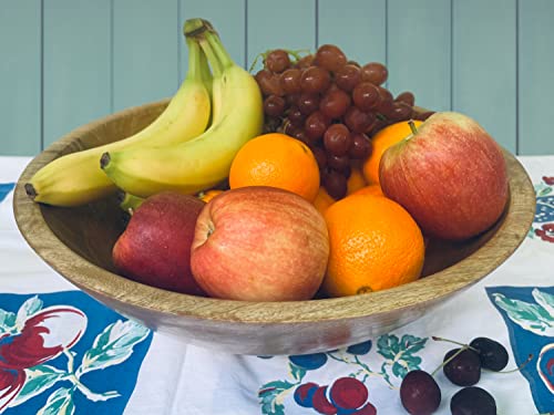 Fairwood Way Wooden Salad Bowl Set - 15" Large Wooden Salad Bowl - Extra Large 15 Inch Rustic Mango Wood Bowl, Salad Servers Included #TOP6