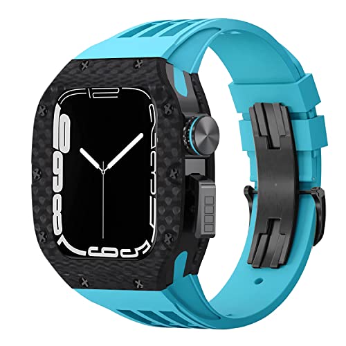 Bracelet caoutchouc et boîtier carbone pour modification Apple Watch 8 7 45mm 44mm
