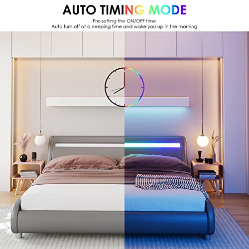 Buy KEYLUV Upholstered Smart LED Bed Frame with Headboard, Durable