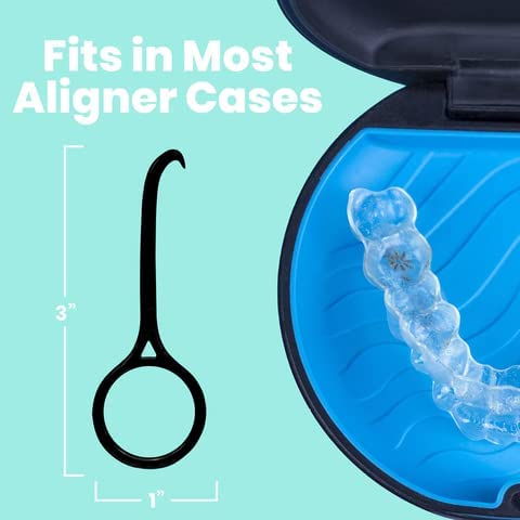OrthoKey Clear Aligner Removal Tool for Teeth — Invisalign Remover Grabber for Invisible Removable Braces and Retainers — Fits in a Dental Carrying or Aligner Case Cleaner — Small Size, Black (2-Pack)