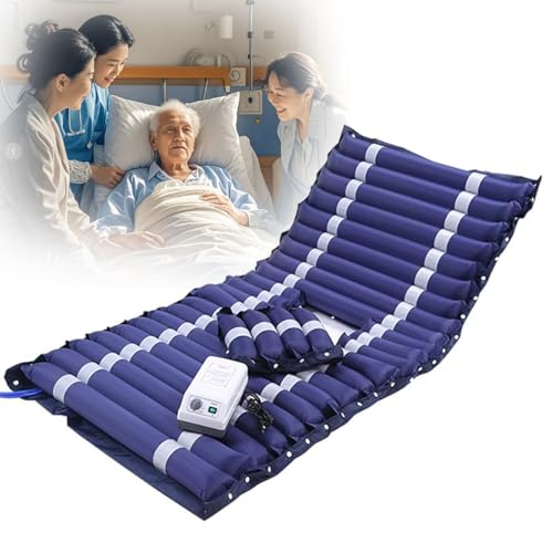 Colchón de prevención de úlceras por presión, almohadilla antiescaras alterna, 22 cámaras de aire personalizables, diseño compacto, soporta 135 kg, bomba silenciosa para uso nocturno