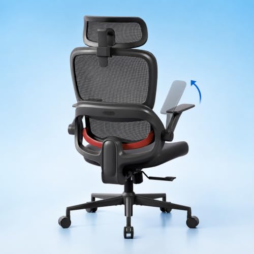 Image of SIHOO B100 SE Ergonomic Mesh Office Chair, Desk Chair with Lumbar Support | Soft Memory Foam, Flip-up Armrests, Computer Chair for Home Office, 3-Gear 135 tilt, Hold 300lbs - Black