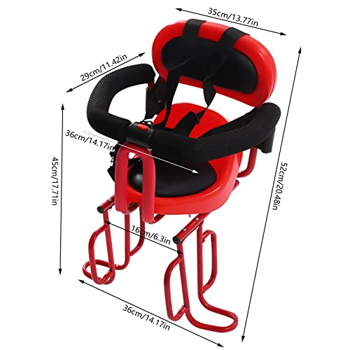 Bicycle Rear Baby Seat Bike Fenced Seat for Child Carrier Rack Mounted with Handrail & Locking Mechanism for Baby (Red)