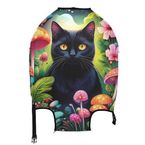 Joisal Luggage Covers for Suitcase Protectors Black Cat Flowers Personalized Special Travel Essentials for Women, L, Fits 26-28 Inch Case2