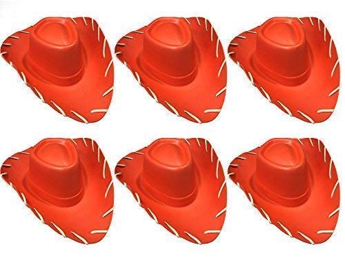 Quickdraw 6 x Childrens Red Cowboy Hat Wild West EVA Toy Story Fancy Dress Costume Accessory