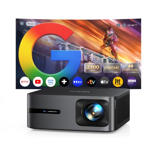 Vidéoprojecteur 4K MEMC【2300 ANSI/Google TV 14.0/Dolby 48W】 Auto Focus/Keystone WiMiUS Vidéoprojecteur de Jour 4K, Gemini AI, Contrôle Vocal, 2+32Go Rétroprojecteur WiFi BT 1080P Home Cinéma HDMI2.1