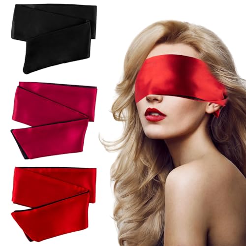 GWAWG 3 Pièce Masques de Sommeil, Blindfold, Satin Bandeau Oeil, Bandage Yeux/Bandeaux Yeux Masque...