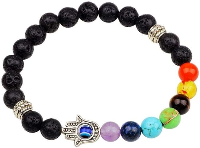 Bracelet For Men Original yoga Reiki Crystal Feng Shui Natural Gem Stone Beads Combo Multi Layered Bracelets for Men Women Unisex Fashion Spiritual 8mm Lava Rock 7 Chakra Evil Eye Stylish-image-7