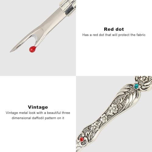 Vintage Seam Rippers, Premium Zinc Alloy and Steel Thread Removal Tool with Daffodil Pattern, for Household Use